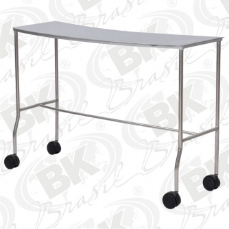 MBKMA S12 - MESA AUXILIAR SEMI-CIRCULAR COM 01 TAMPO E SEM PRATELEIRA - TOTALMENTE AÇO INOXIDÁVEL