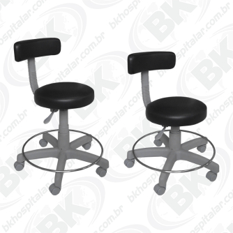 MBKBG 011 - BANQUETA HOSPITALAR ELEVAÇÃO A GÁS – COM ENCOSTO E COM RODÍZIOS – ALT. MÍNIMA: 42 CM X ALT. MÁXIMA: 54 CM
